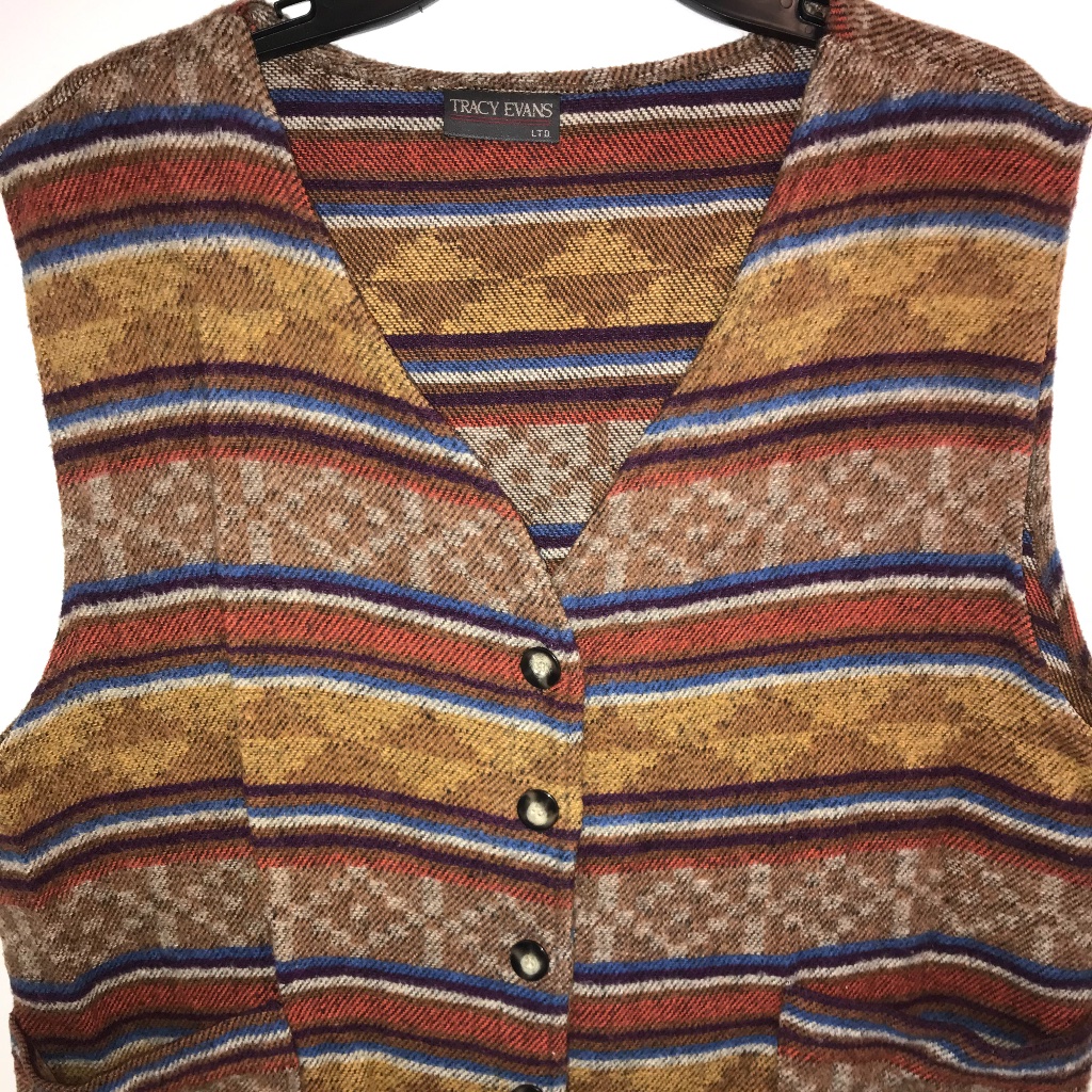 Tracy Evans Patterned Button Down Vest